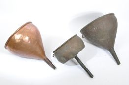 THREE VICTORIAN COPPER FUNNELS - FARROW & JACKSON LTD LONDON