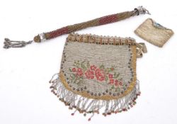 1920S ART DECO BEADWORK RETICULE PURSE W/ COIN PURSE