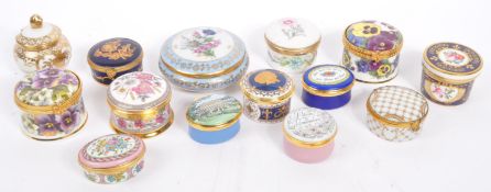 ENAMEL & PORCELAIN LIDDED POTS INCLUDING HALCYON DAYS