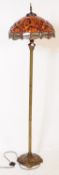 TIFFANY STYLE BRONZED COLUMN FLOOR LAMP & DRAGONFLY SHADE