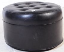 VINTAGE MID 20TH CENTURY LEATHERETTE BUTTON BACK FOOTSTOOL