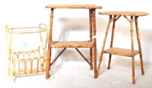 MID 20TH CENTURY BAMBOO GLASS TOP SIDE / OCCASIONAL TABLE