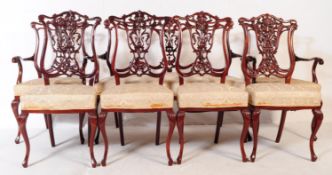 SET OF SIX EDWARDIAN MAHOGANY DINING CHAIRS & WINDOW SEAT
