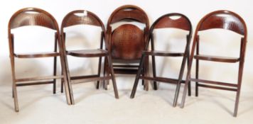 1930'S SET OF SIX THONET CROCODILE WOOD PRINT FOLDING CHAIRS