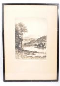 LATE 19TH CENTURY JOHN FULLWOOD ETCHING TITLED RYDAL WATER