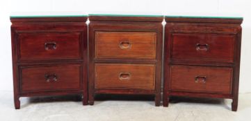 PAIR OF VINTAGE 20TH CENTURY CHINESE HARDWOOD BEDSIDE TABLES
