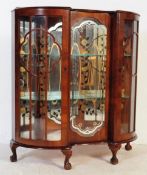 VINTAGE 20TH WALNUT VENEERED GLASS CHINA DISPLAY CABINET