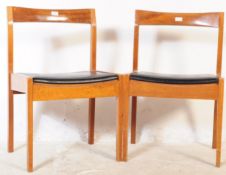 TWO RETRO 1960S TEAK & BLACK VINYL DINING CHAIRS