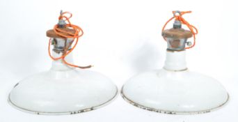 VINTAGE 1960S INDUSTRIAL ENAMEL PENDANT LAMP LIGHT SHADES