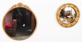 TWO VINTAGE GILT MIRRORS - REGENCY STYLE - CONVEX