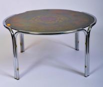 RETRO MID 20TH CENTURY GLASS & CHROME COFFEE TABLE