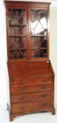GEORGE III MAHOGANY 18TH CENTURY BUREAU BOOKCASE