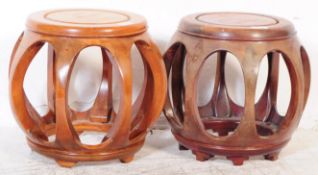 PAIR OF VINTAGE 20TH CENTURY CHINESE HARDWOOD STOOLS