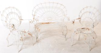 CHILDRENS WHITE WROUGHT IRON THREE PIECE GARDEN SET