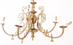 20TH CENTURY BRASS DUTCH CHANDELIER ELECTROLIER