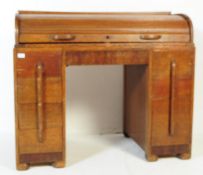 1930S ART DECO OAK TAMBOUR WRITING DESK