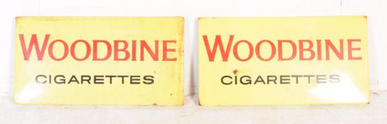 PAIR OF WILLS WOODBINE CIGARETTE SHOP ENAMEL ADVERTISING SIGNS