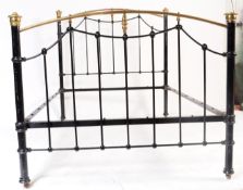 19TH CENTURY VICTORIAN EBONISED BRASS DOUBLE BED FRAME