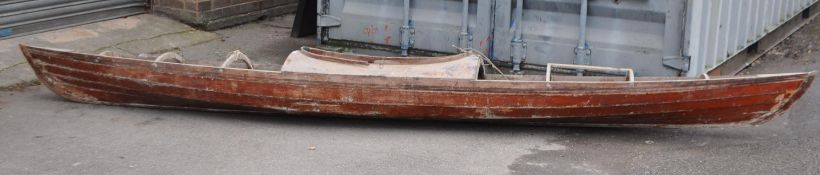 VINTAGE 20TH CENTURY CEDAR WOOD KAYAK CANOE BOAT