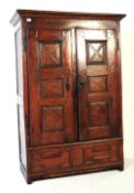 18TH CENTURY FRENCH OAK & FRUITWOOD WARDROBE ARMOIRE