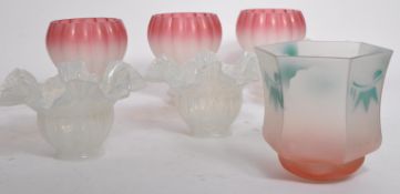 SEVEN VICTORIAN PRESSED GLASS CEILING LAMP LIGHT SHADES