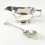 GEORGE VI HALLMARKED SILVER SAUCE BOAT & TEA SPOON & DUTCH SPOON