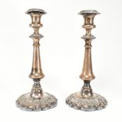 PAIR OF OLD SHEFFIELD PLATE CANDLESTICKS AF