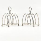 GEORGE V MATCHED PAIR OF HALLMARKED SILVER TOAST RACKS