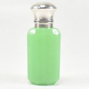 EARLY 20TH CENTURY WHITE METAL & URANIUM GLASS SCENT BOTTLE