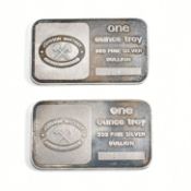 TWO ONE TROY OUNCE 999 FINE SILVER BULLION INGOTS
