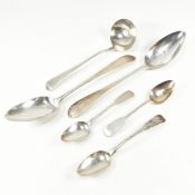 GEORGE III & LATER HALLMARKED SILVER FLATWARE INCLUDING SCOTTISH