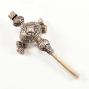 EDWARDIAN HALLMARKED SILVER & MOP BABYS RATTLE WHISTLE