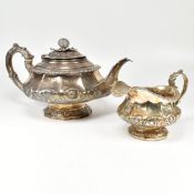 GEORGE IV HALLMARKED SILVER TEAPOT & CREAMER