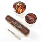 EARLY 20TH CENTURY SILVER & TORTOISESHELL DRESSING TABLE ITEMS