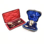 TWO CASED HALLMARKED SILVER CHRISTENING SETS VICTORIAN & LATER