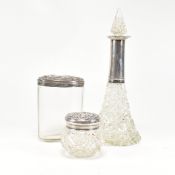 EDWARD VII & LATER CUT GLASS & HALLMARKED SILVER ITEMS