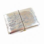 20TH CENTURY SILVER PLATE & ENAMEL JAPANESE CIGARETTE CASDE