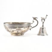 925 SILVER CUP BOWL & LAMA HANDLED BELL