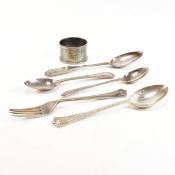 VICTORIAN & LATER HALLMARKED SILVER FLATWARE & NAPKIN RING