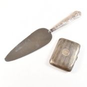 GEORGE V HALLMARKED SILVERCIGARETTE CASE & LATER CAKE SLICE