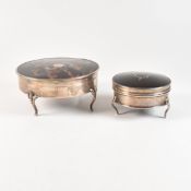 TWO GEORGE V HALLMARKED SILVER & TORTOISESHELL TRINKET BOXES