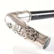 CHINESE SILVER HANDLED WALKING STICK CHINESE DRAGON