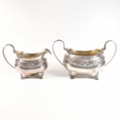 GEORGE III HALLMARKED SILVER SUGAR BOWL & CREAMER