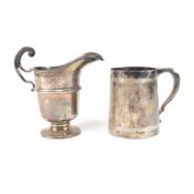 VICTORIAN HALLMARKED SILVER TANKARD & GEORGE V CREAMER