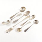 COLLECTION OF GEORGE III & LATER HALLMARKED SILVER FLATWARE