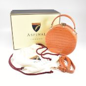 CONTEMPORARY ASPINAL OF LONDON LEATHER MINI HAT BOX GRAB BAG