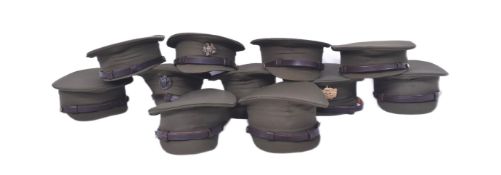 COLLECTION OF REENACTMENT WWII BRITISH ARMY OFFICERS VISORS