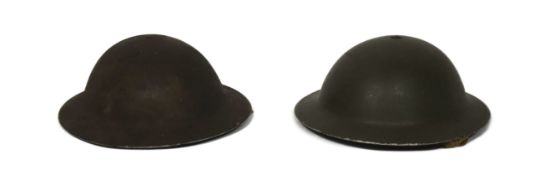 TWO WWII SECOND WORLD WAR BRITISH BRODIE HELMETS