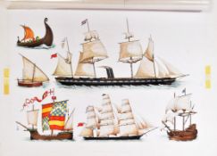 ORIGINAL MACMILLAN PUBLICATION ARTWORK - SAILING SHIPS