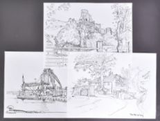 RICHARD BAZLEY COLLECTION - X3 ORIGINAL INK DRAWINGS
